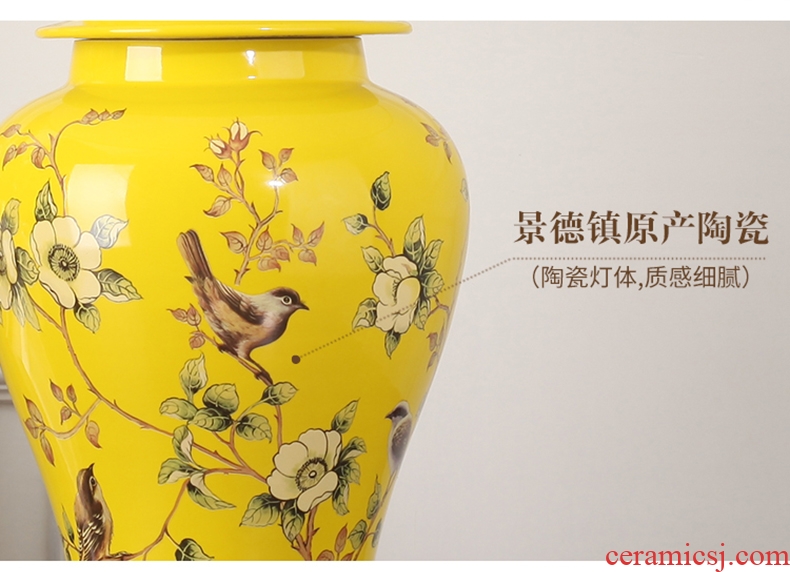 American atmospheric rural retro contracted sitting room bedroom berth lamp of jingdezhen hand-painted ceramic flower decoration