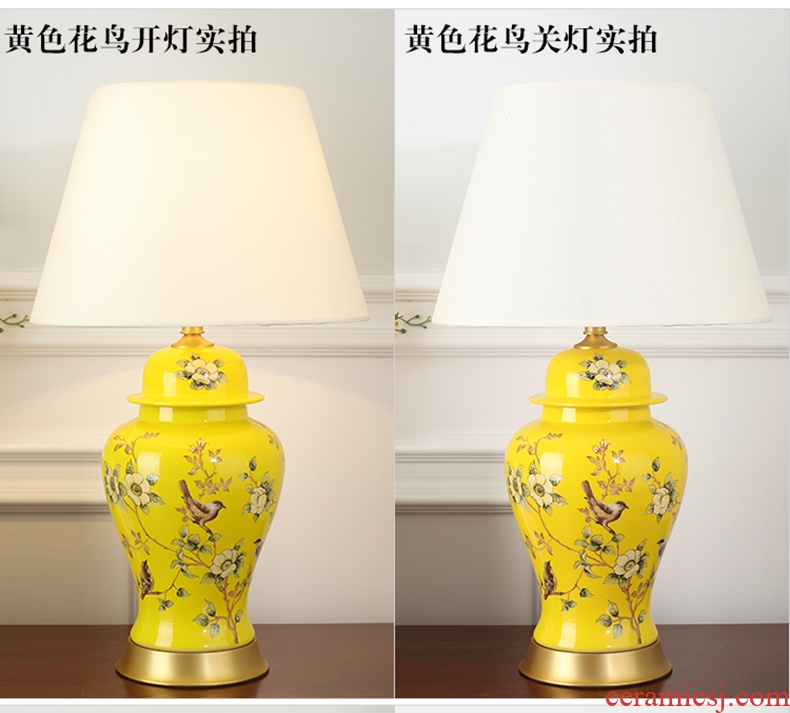 American atmospheric rural retro contracted sitting room bedroom berth lamp of jingdezhen hand-painted ceramic flower decoration