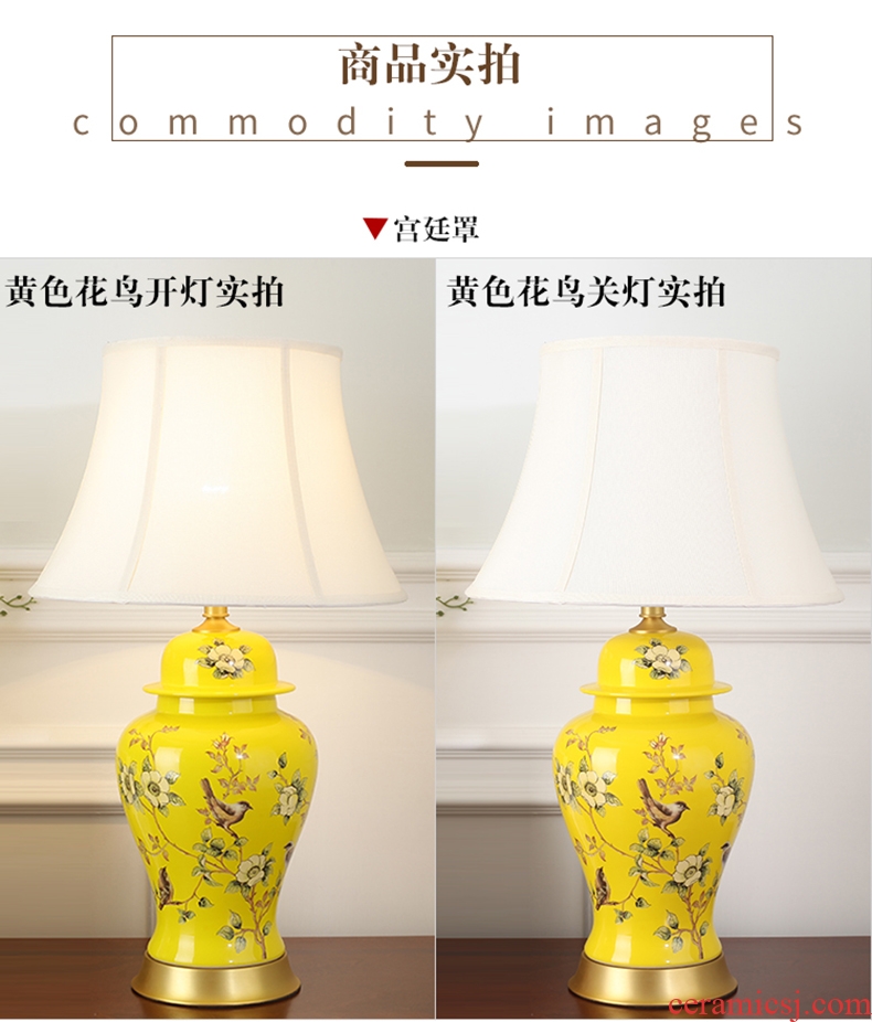 American atmospheric rural retro contracted sitting room bedroom berth lamp of jingdezhen hand-painted ceramic flower decoration