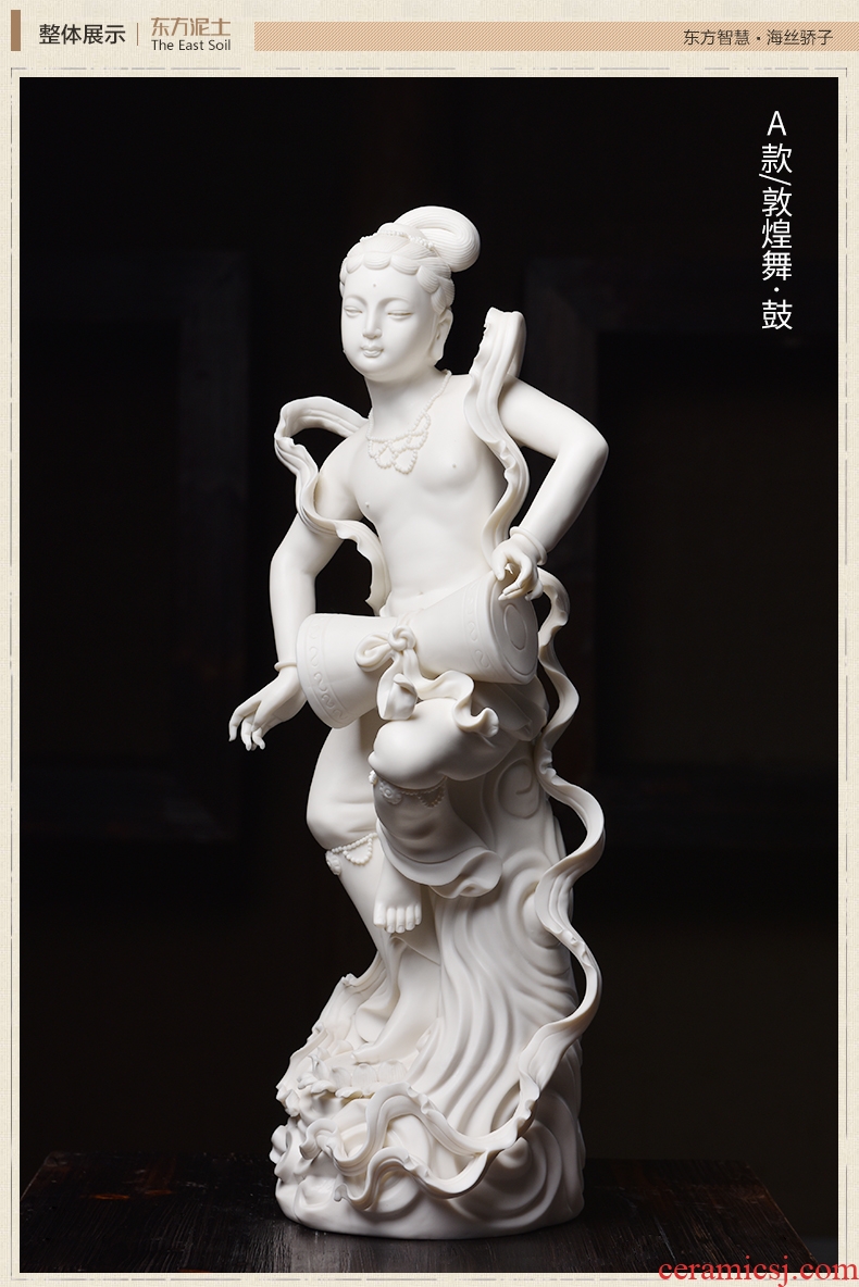 Oriental clay ceramic flying lady furnishing articles dehua white porcelain craft sculpture art/dance D30-19