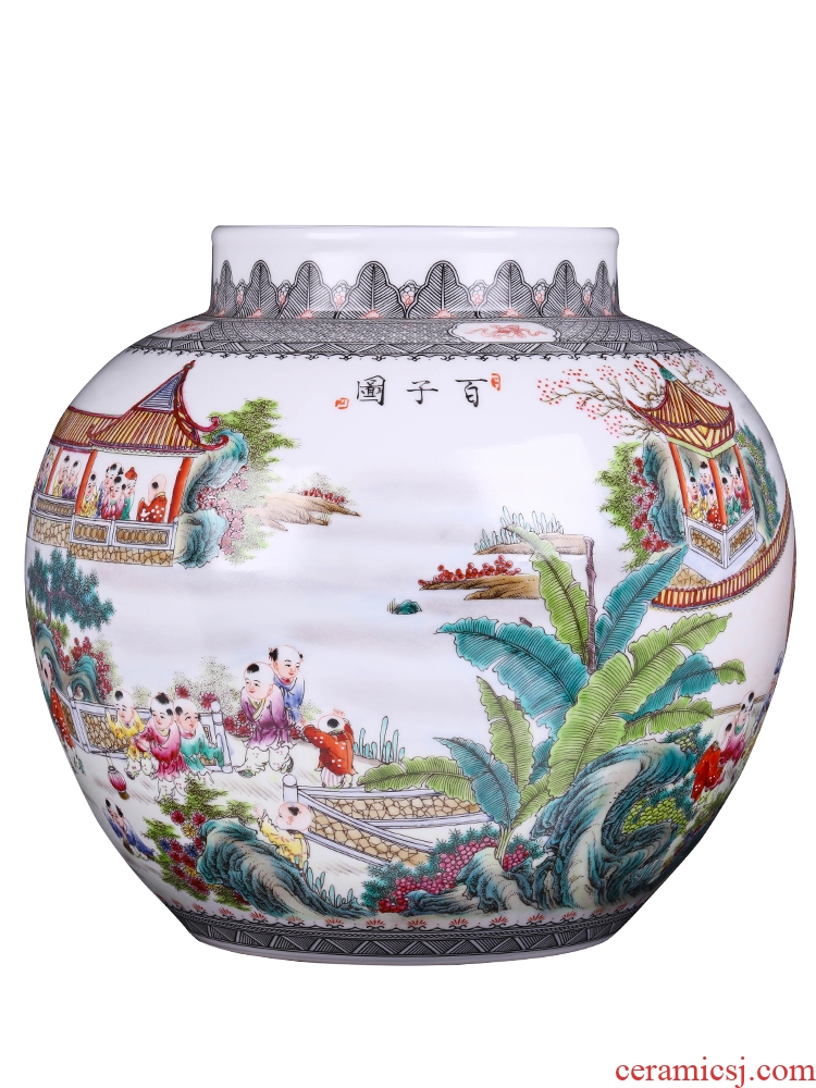 Jingdezhen ceramic new Chinese style living room porch hand - made flower vase furnishing articles home porch decoration decoration