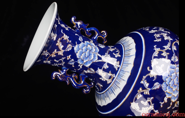 Porcelain of jingdezhen ceramics vase Chinese penjing large three - piece wine cabinet decoration plate household decoration - 520778756970