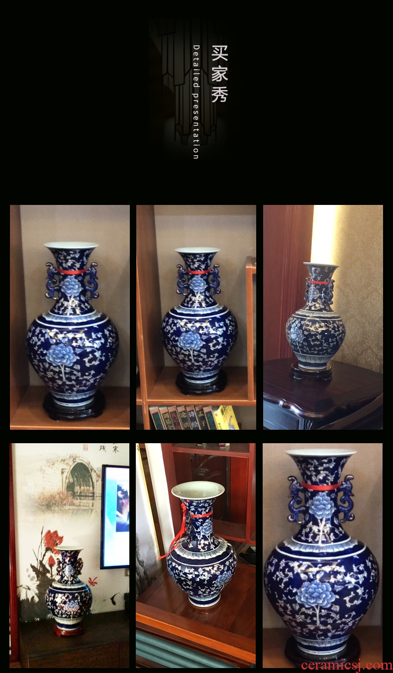 Large vases, jingdezhen ceramic I and contracted Europe type Nordic furnishing articles villa living room window flower arrangement suits for - 520778756970