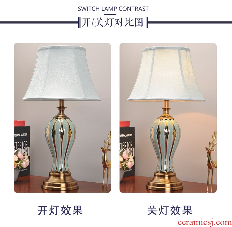 American bedroom lamp contracted individuality creative household berth lamp ceramic light key-2 luxury marriage room sitting room adornment lamps and lanterns