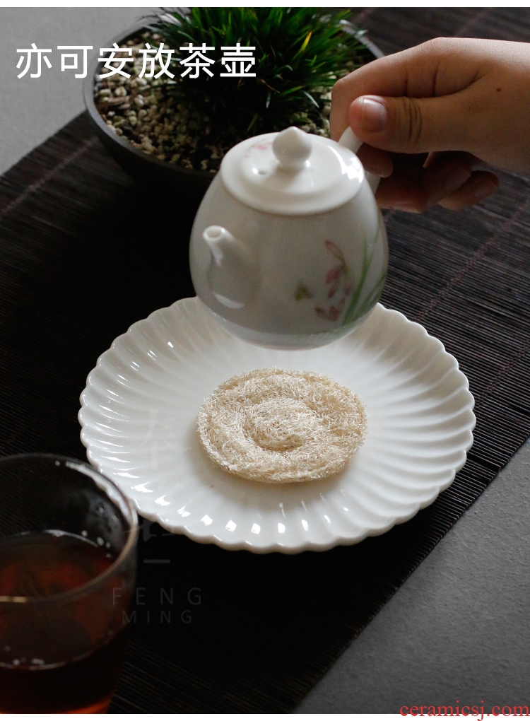 Serve tea kung fu tea tea accessories pot mat white CiHu holds the teapot tea bearing retainer mat pot teapot ceramic base