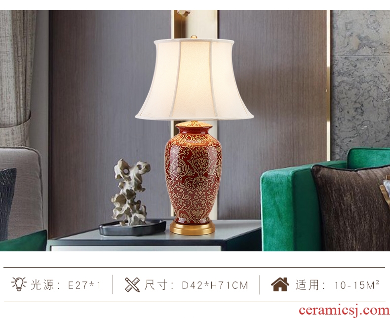 New Chinese style living room bedroom berth lamp between classical European - style villas American example all the copper ceramic lamp