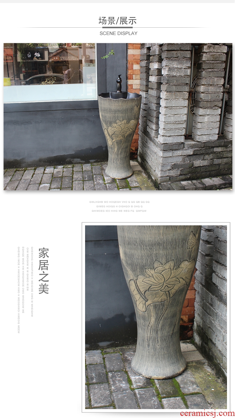 Ancient Chinese ceramics one-piece floor pillar lavabo toilet lavatory sink outdoor balcony