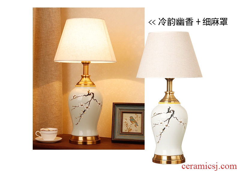 New Chinese style ceramic desk lamp classical home sitting room bedroom study bedroom adornment wedding carried this bedside lamp