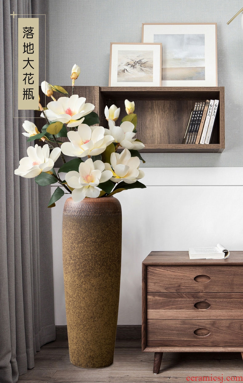 Light key-2 luxury stripe ceramic vases, large ground flower arranging device example room sitting room household soft adornment creative furnishing articles - 589430562872