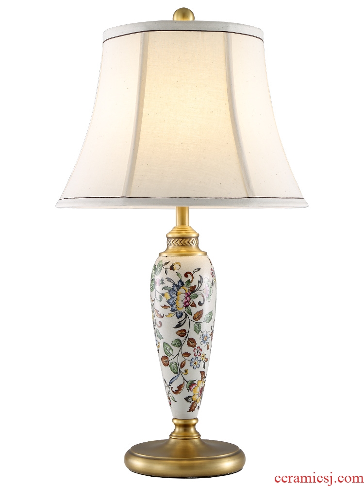 American ceramic desk lamp elegant rural art deco I and contracted hand - made all copper lamps and lanterns of the sitting room the bedroom of the head of a bed