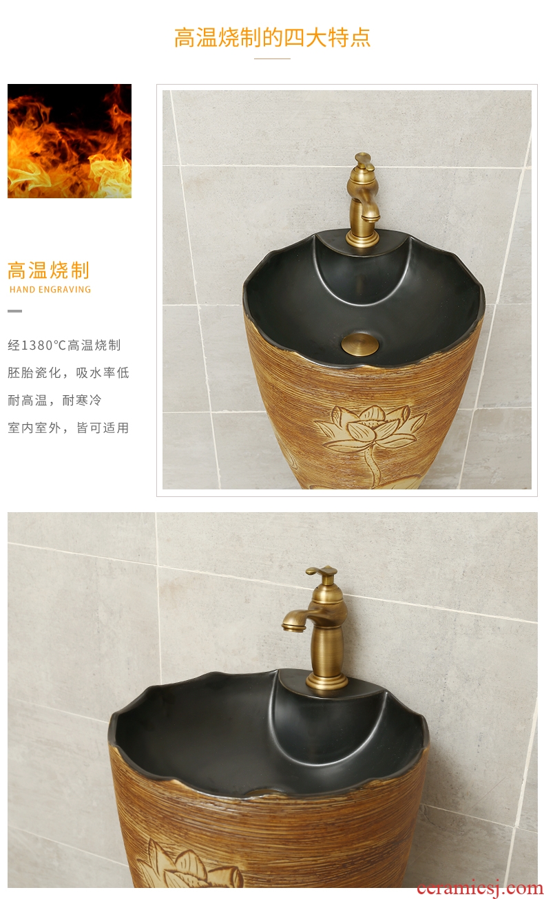 Pottery and porcelain of song dynasty household one-piece pillar lavabo basin home floor toilet lavatory basin of a home stay facility