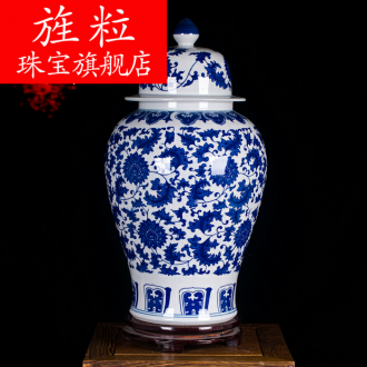 Continuous grain of jingdezhen ceramic general large as cans of blue and white porcelain vase modern vogue to live in the living room