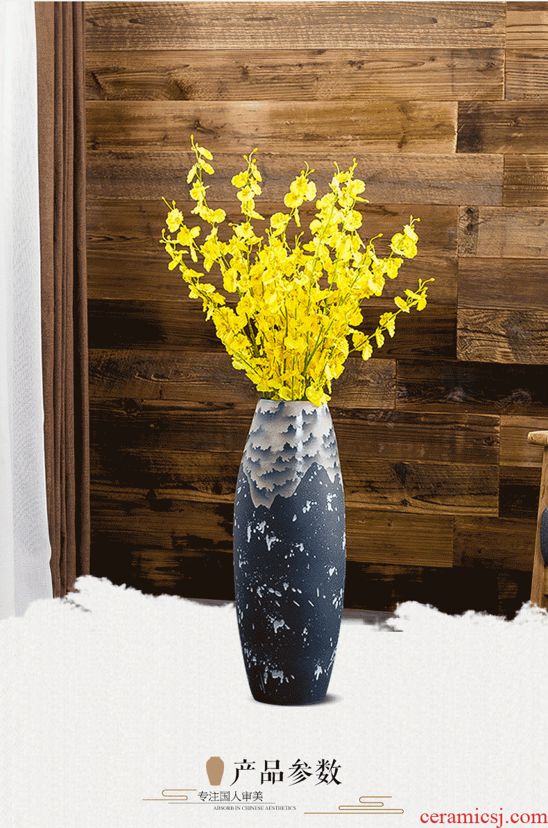 Manual jingdezhen ground vase home TV ark, high creative ceramic insert decorative vase porch place large - 585679750087