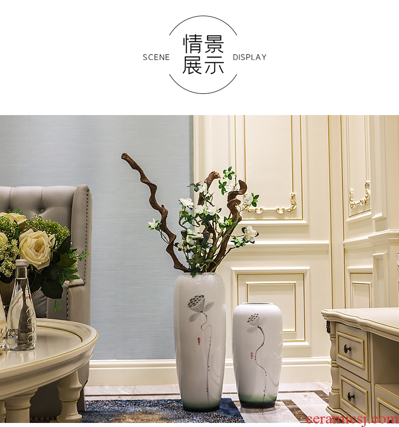 I and contracted creative ceramic extra - large ceramic sitting room hotel villa art vase landing simulation dried flowers - 585130520325