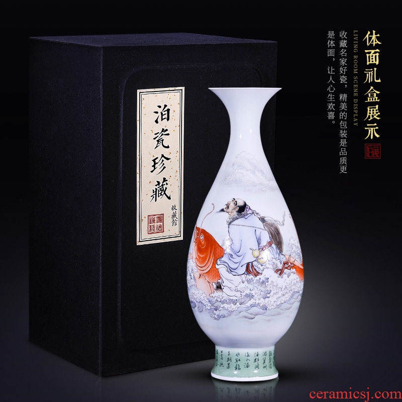 High-quality goods of jingdezhen ceramics hand-painted jean high across the carp decoration vase collection of new Chinese style household furnishing articles