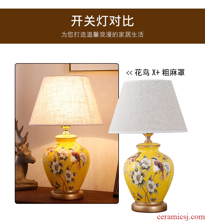 Ceramic lamp American bedroom living room study of new Chinese style restoring ancient ways European - style decorative lamps and lanterns is I warm bedside lamp