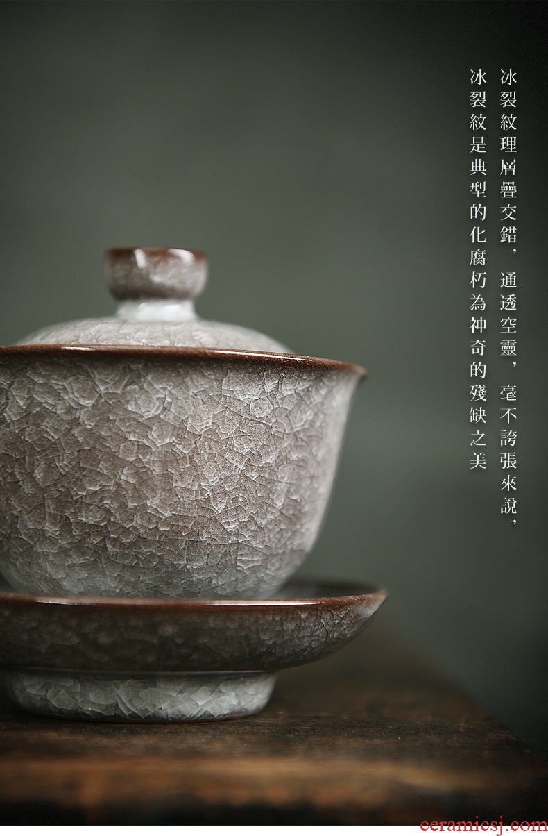 Longquan celadon manual only three tureen ceramic cups large single cracked ice tea tea bowl elder brother up with household