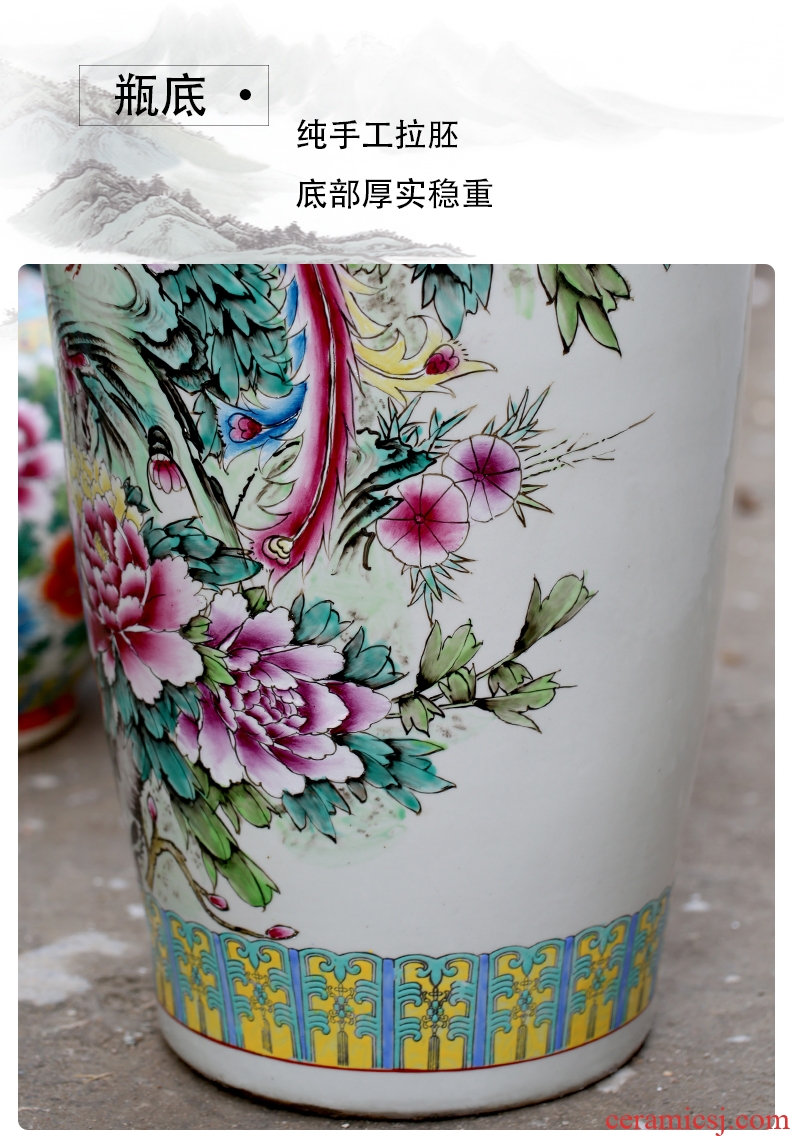 European vase is placed a large sitting room dry flower flower arranging high creative ceramic table household vase decoration decoration - 586319364316