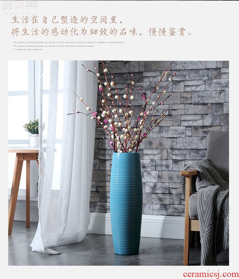 Jingdezhen ceramic furnishing articles hand - made big dried flower vase planting Chinese office sitting room porch decoration craft gift - 596333797885