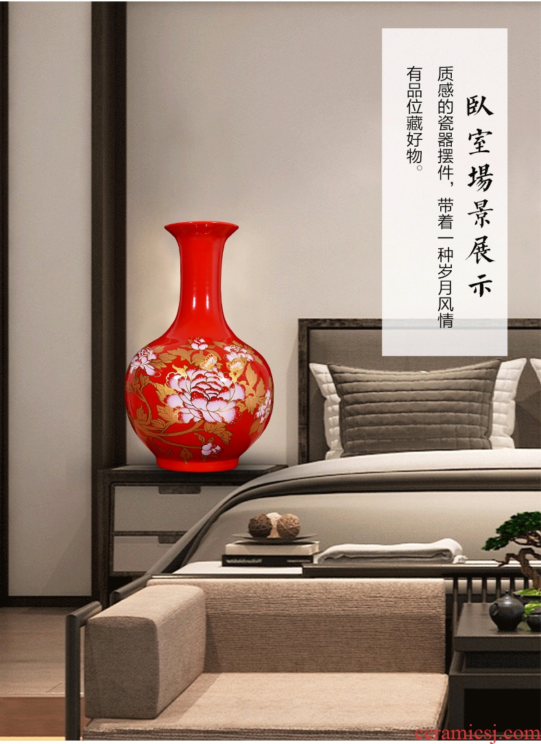 Jingdezhen ceramic vase big sitting room place floor hotel opening gifts guest - the greeting pine modern decor - 603019617401