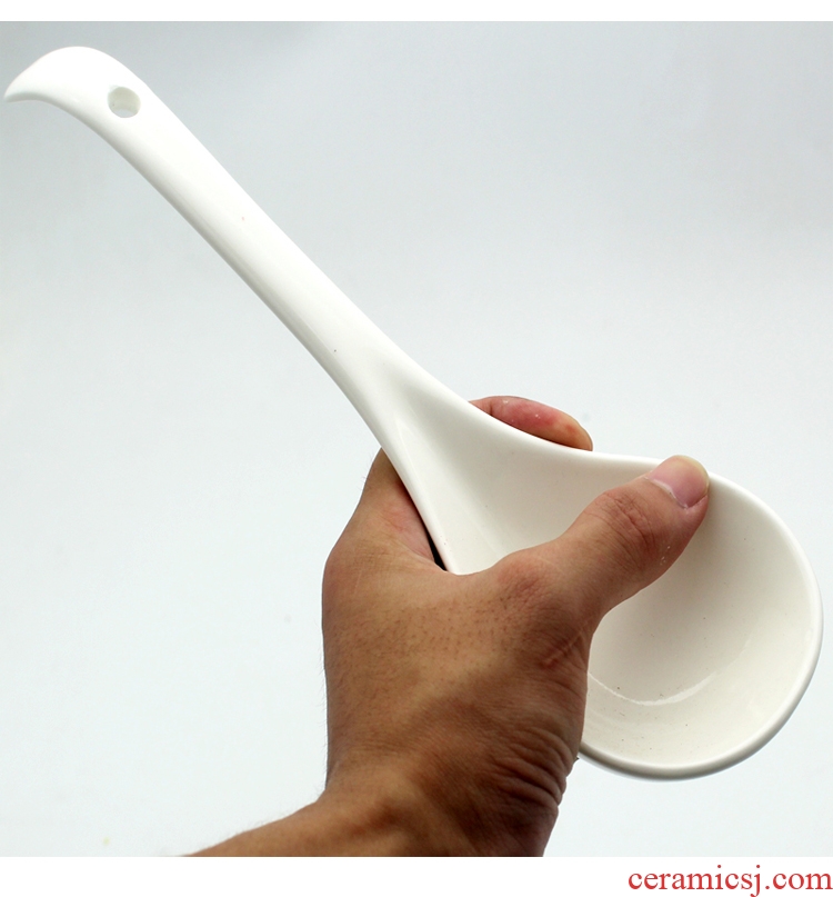 Package mail hotel household white ceramic tableware tablespoons long handle ladle porridge spoon big spoon soup spoon