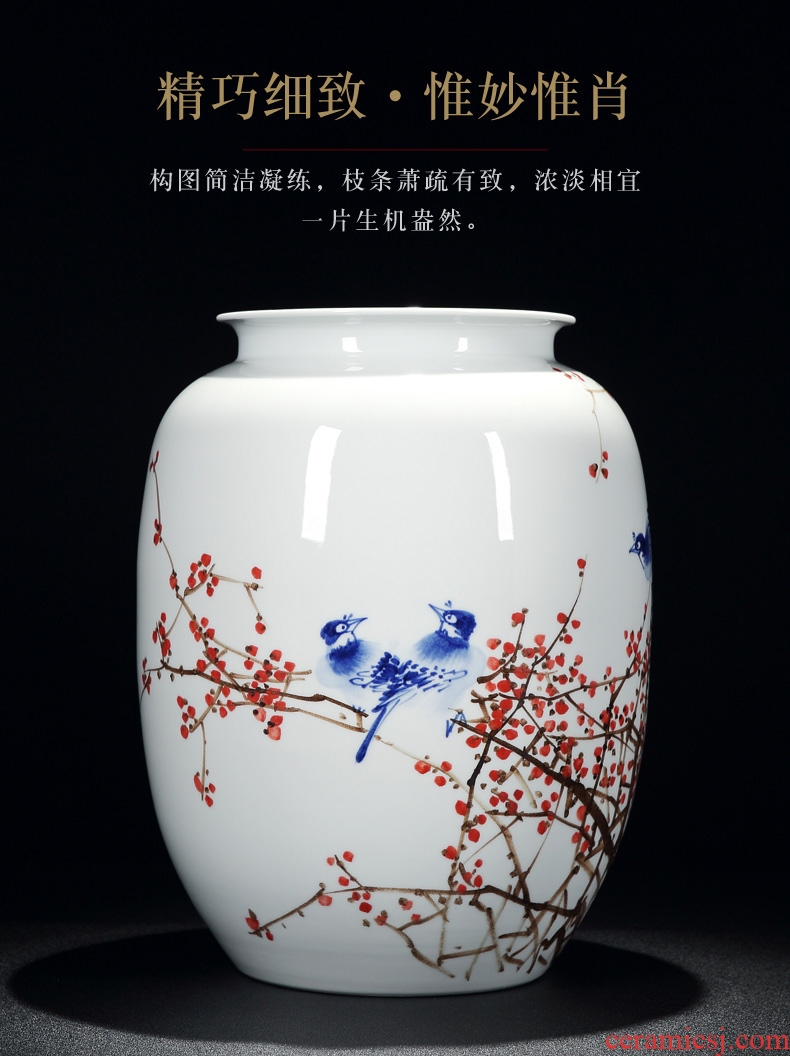 Jingdezhen ceramic hand - made big blue and white porcelain vase furnishing articles sitting room of Chinese style household rich ancient frame flower arranging porcelain decoration - 598599289846