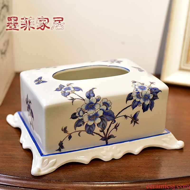 Murphy's new Chinese style ceramic paper towel box of American rural household adornment bedroom living room table smoke box furnishing articles