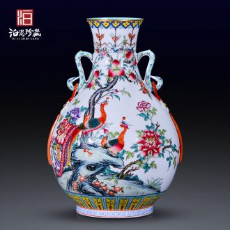 Jingdezhen ceramics imitation the qing qianlong pastel chicken ears pipa flower vase sitting room home furnishing articles