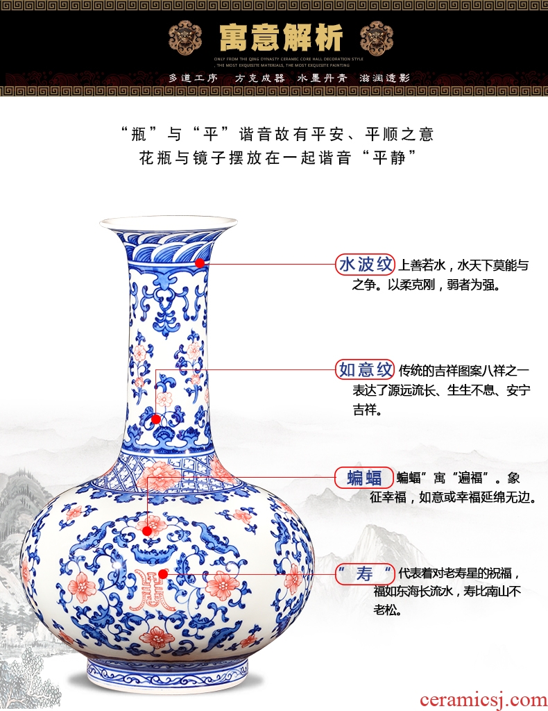 Jingdezhen ceramics imitation qianlong hand - made Chinese style restoring ancient ways is blue and white porcelain vase wine sitting room adornment is placed