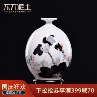 Oriental soil hand-painted ceramics vase is placed the new Chinese rich ancient frame sitting room adornment/qing poetry