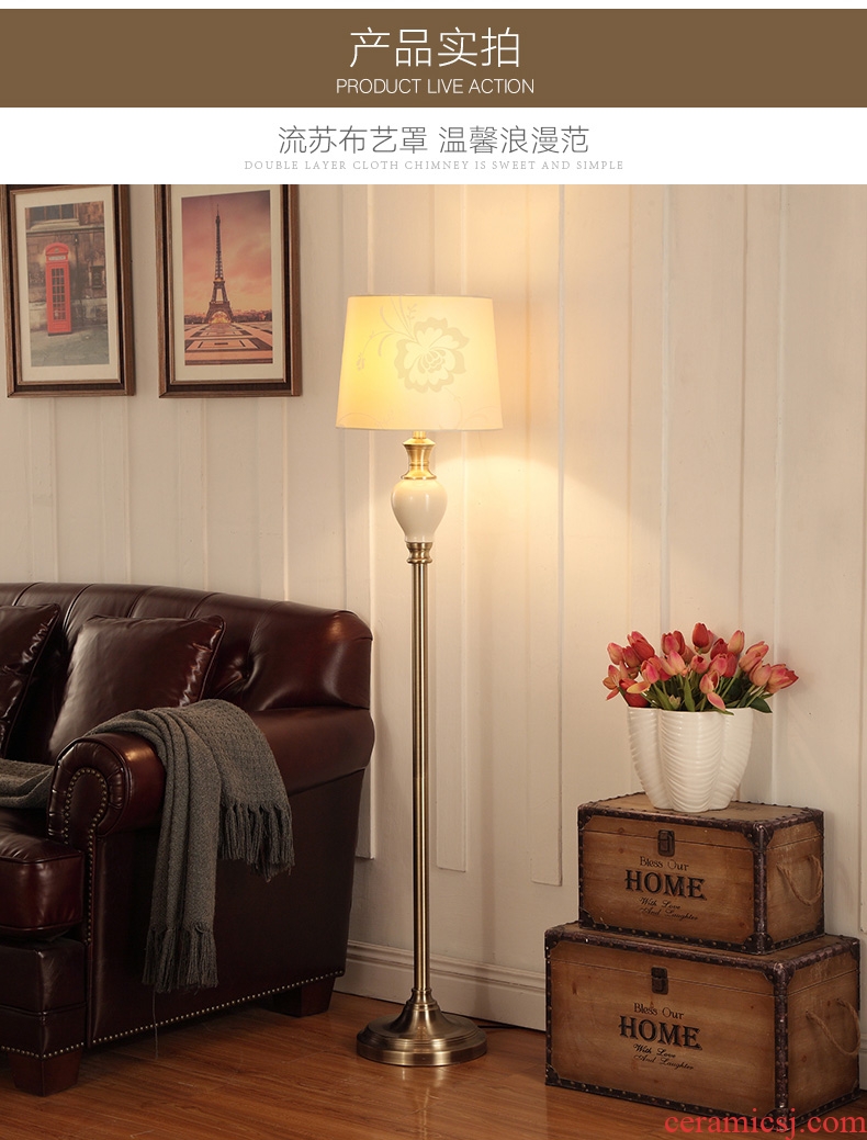 Doren American ceramic lamp sitting room is contracted and I creative vertical lamp bedroom floor lamp of remote control