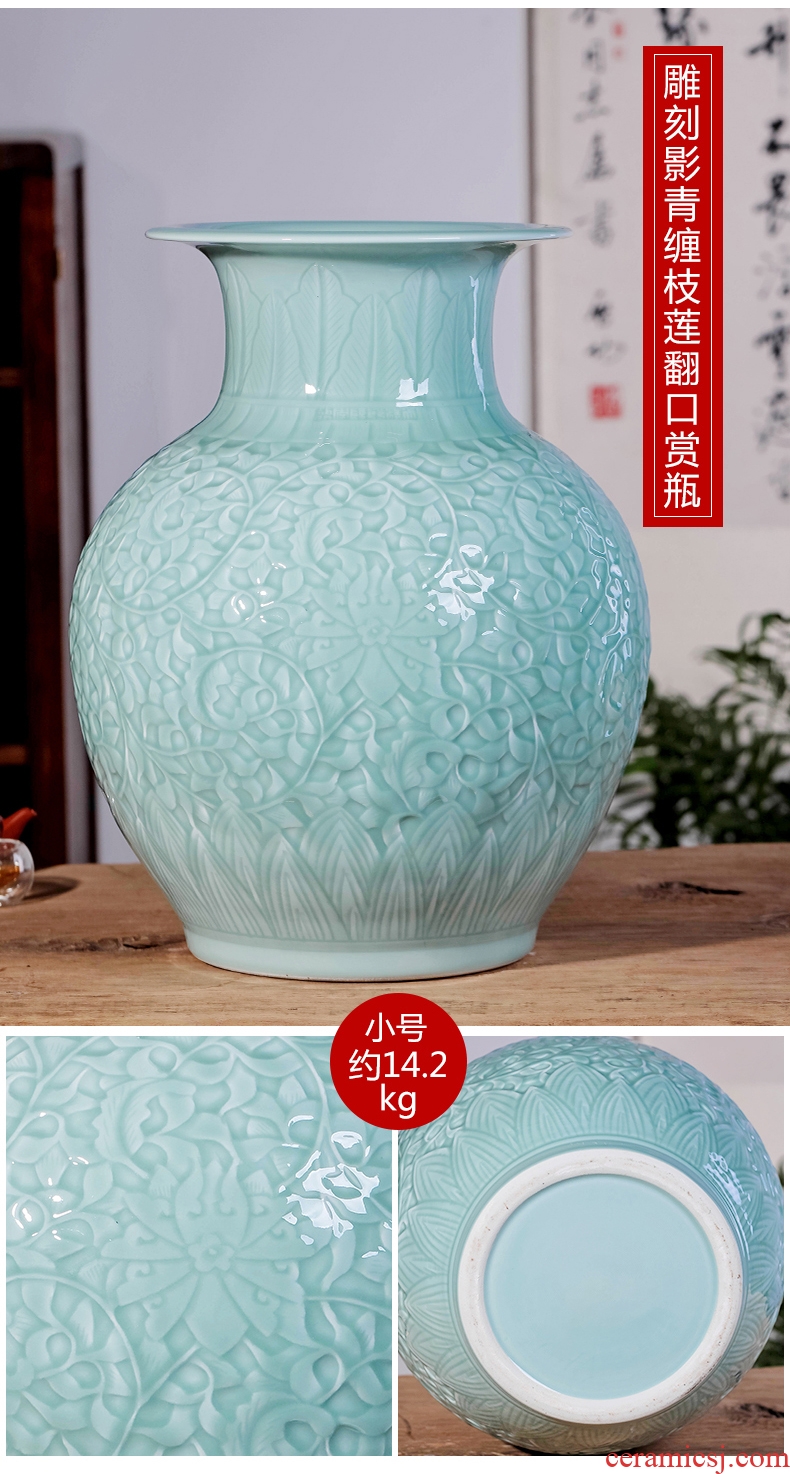 Jingdezhen chinaware big vase manual hand - made peony flower arranging new Chinese style living room TV cabinet decoration furnishing articles - 605690839550