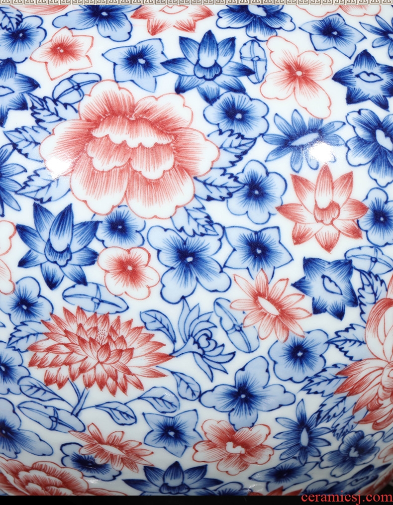 CV of jingdezhen ceramics imitation qianlong hand-painted Chinese blue and white porcelain vases, flower arrangement sitting room porch decoration
