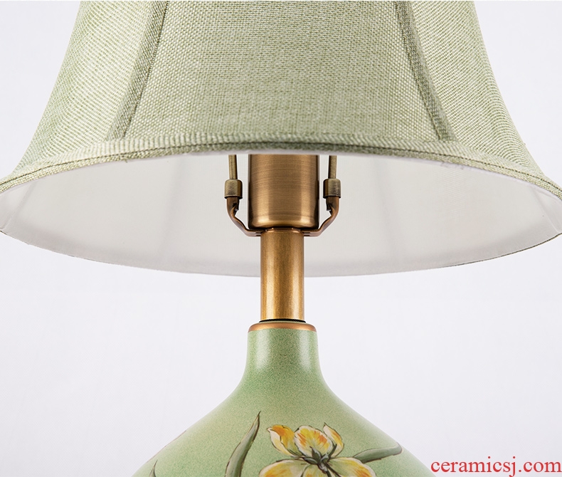 American desk lamp ceramic decoration art, I and contracted hand - made decorative pattern copper whole sitting room the bedroom of the head of a bed sitting room lamps and lanterns