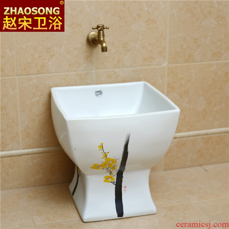 Contracted Europe type ceramic conjoined square mop pool large basin of the balcony floor mop mop pool toilet tank pool