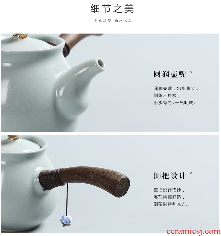 Side as the of your up kung fu tea set ceramic teapot single pot of ebony handle Side filtration pot of the pot of single pot