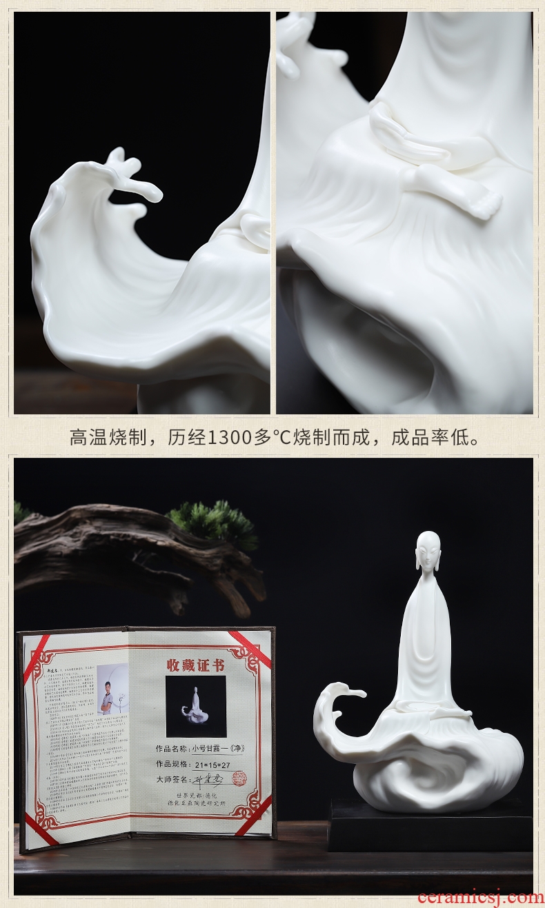 Oriental clay ceramic sculpture craft art new Chinese zen center desktop decoration furnishing articles/small dew