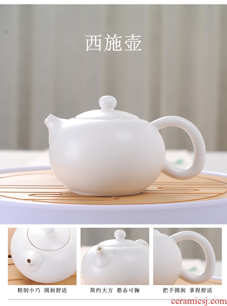 Tea set household contracted kung fu Tea cups of a complete set of ceramic teapot set matte enrolled white porcelain up dried Tea desk tray