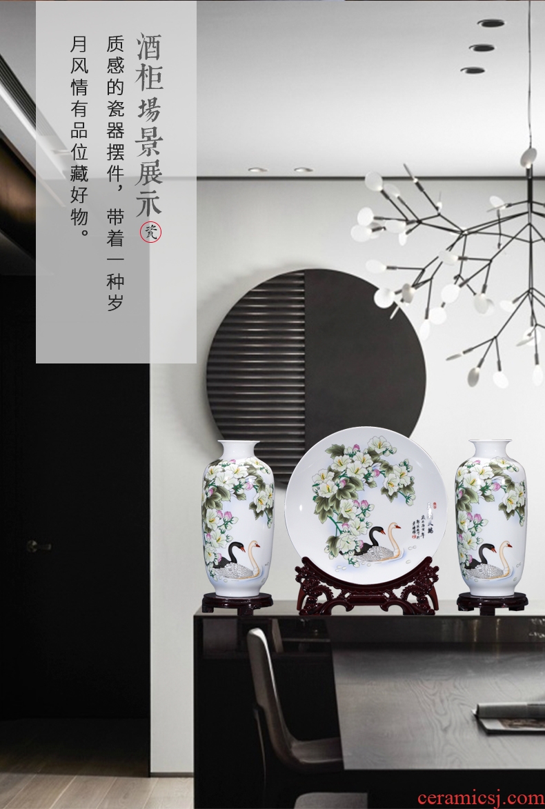 Jingdezhen ceramics Chinese vase three - piece household flower arranging the sitting room TV ark place small ornament