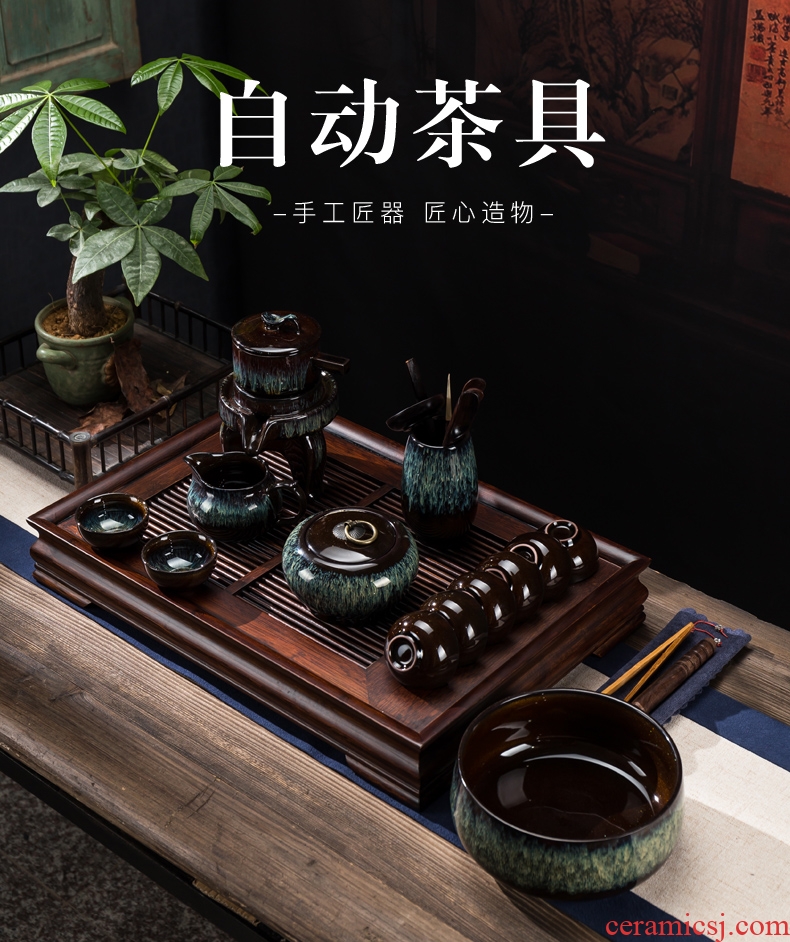 Build one variable kung fu tea set stone mill automatic tea red glaze, the lazy ceramic household contracted tea tray