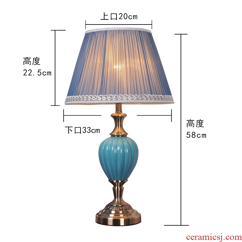 Lamp decoration American ceramic desk Lamp of bedroom the head of a bed is contracted household creative modern marriage room warm light sweet got connected