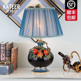Cartel of new Chinese style living room colored enamel porcelain lamp American key-2 luxury European - style villas of bedroom the head of a bed lamp