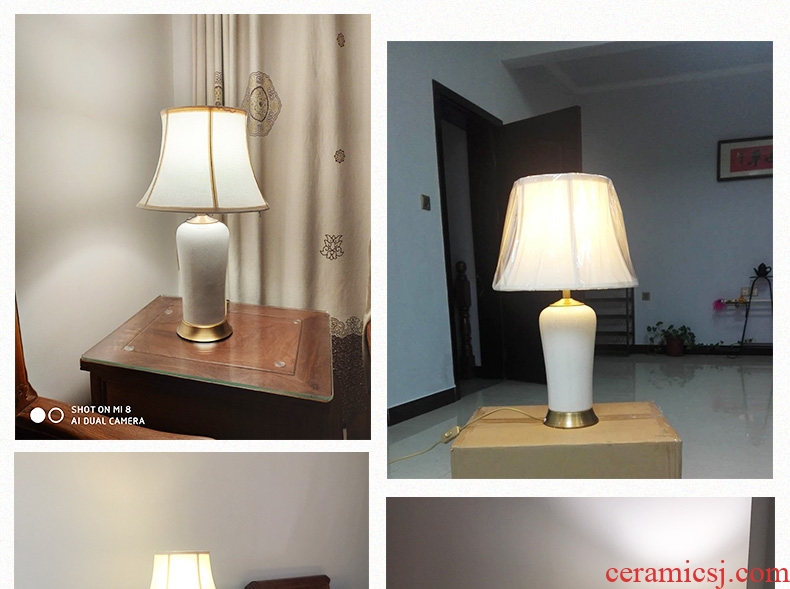 American desk lamp ceramic decoration art designer I and contracted pure color full copper lamps and lanterns of the sitting room the bedroom of the head of a bed