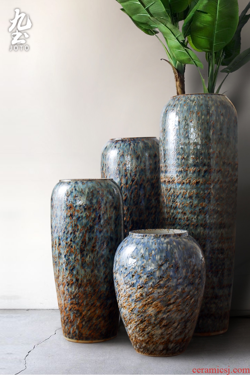 Ceramic vases, flower arrangement sitting room place I and contracted retro dry flower of large European jingdezhen porcelain pot - 583154355335