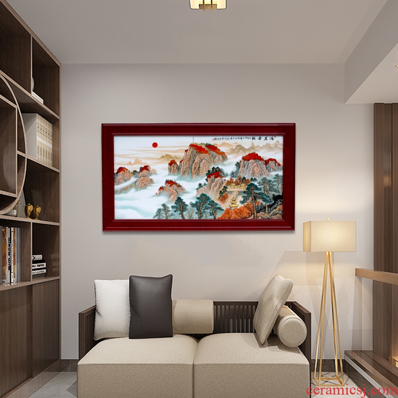 Porch light decoration key-2 luxury sitting room of Chinese style corridor murals jingdezhen hand - made porcelain plate painting hangs a picture hanging screen Porch