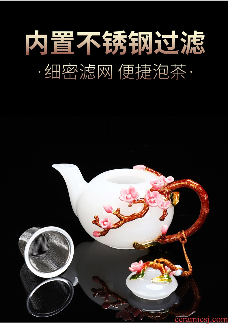 Tang Xian colored enamel porcelain kung fu tea set office creative ceramic tea set gift boxes 190231 cups