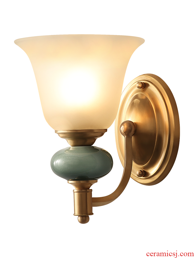 Hilton full copper European ceramic sitting room TV setting wall light light lamp of bedroom the head of a bed the American luxury lamp