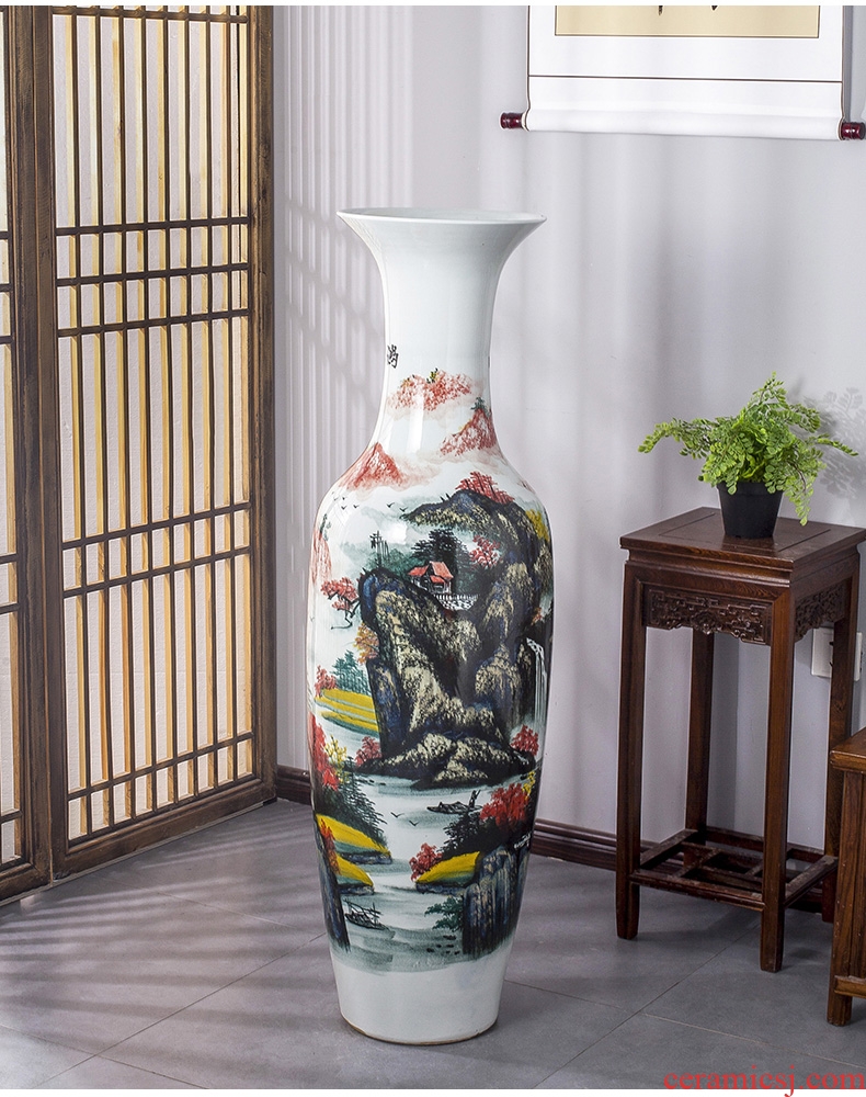 Jingdezhen ground vase large - sized ceramic furnishing articles I and contracted home sitting room decorates porch retro flower arranging big - 600950254549