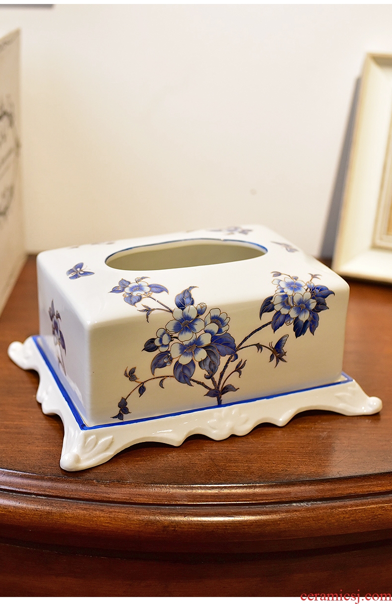 Murphy's new Chinese style ceramic paper towel box of American rural household adornment bedroom living room table smoke box furnishing articles