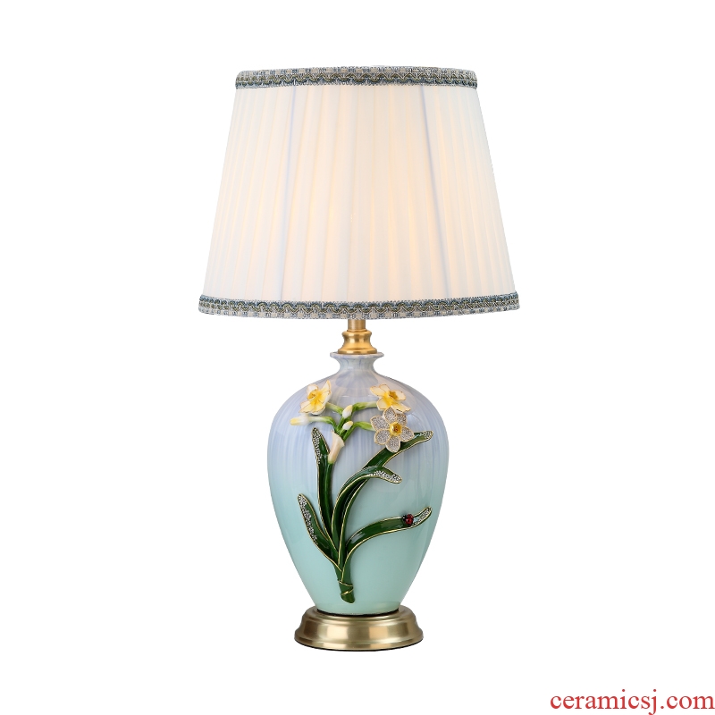 All copper colored enamel porcelain lamp sitting room luxury European American individuality creative villa lighting lamps and lanterns of bedroom the head of a bed